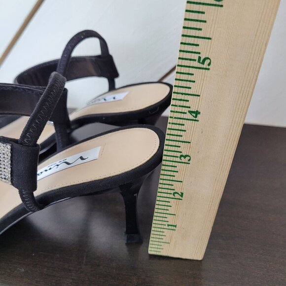 NEW Nina Luz-Fy Womens 8M Black Glam Suede Sandals Composition Leather Sole - Picture 4 of 7